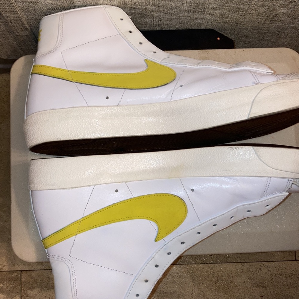White and Yellow Swoosh Nikes High Top Men Shoes